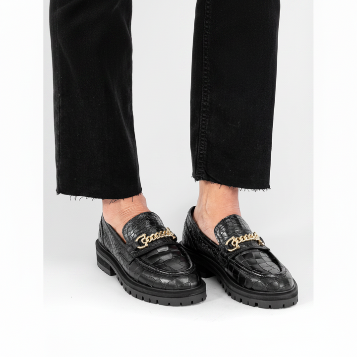 FRANCIE LOAFER LADIES Black Embossed