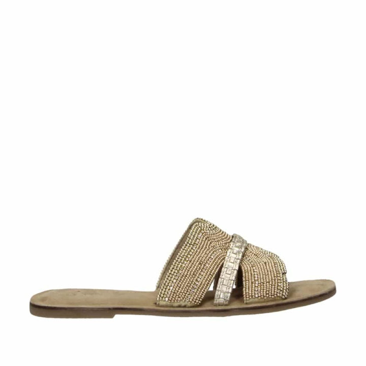 SYLA SLIPPER STRAS Gold Leather