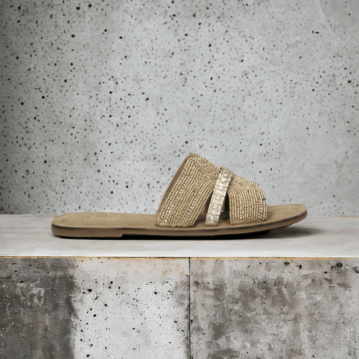 SYLA SLIPPER STRAS Gold Leather