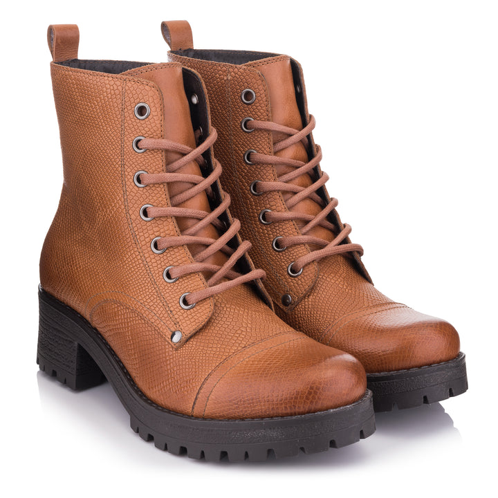OMNIO Ghete Maro | Nora Ankle Boot Cognac Embossed Livri Picolo - f