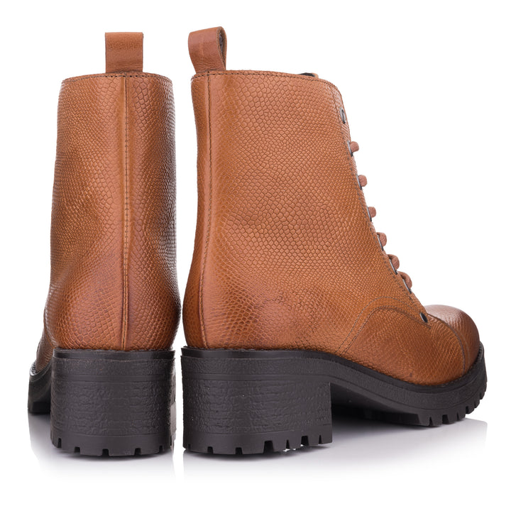 OMNIO Ghete Maro | Nora Ankle Boot Cognac Embossed Livri Picolo - b