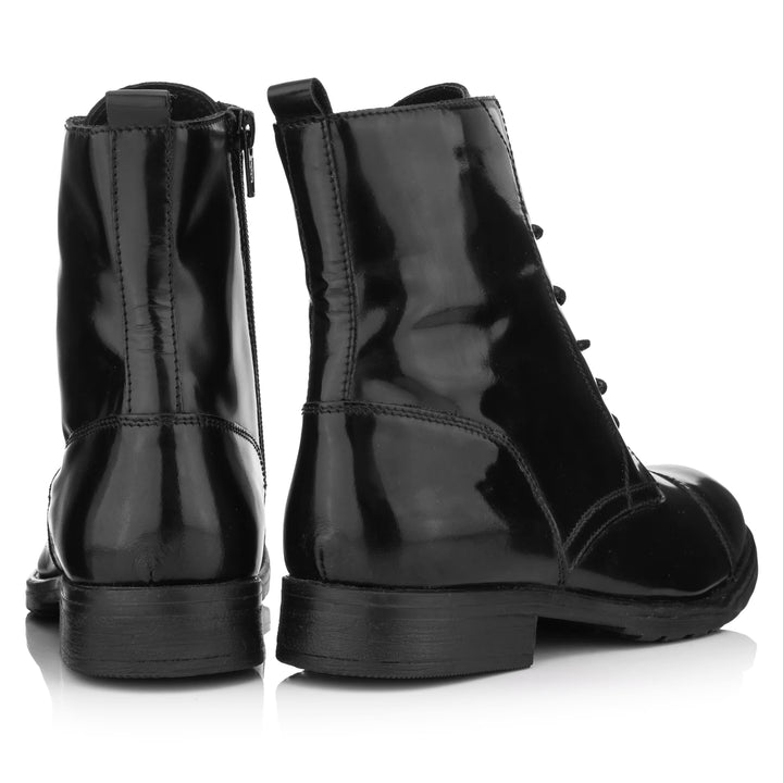 SARAH LACE UP BOOTS Black College Leather