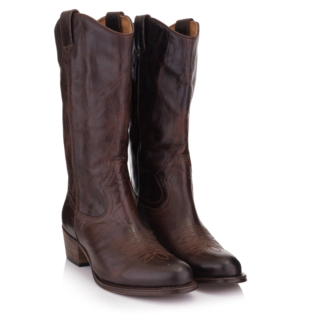 OMNIO Cizme Maro | Dulce No Padding Mid Boot Brown Leather Pull up - f