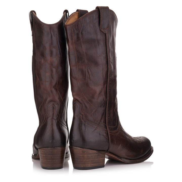 OMNIO Cizme Maro | Dulce No Padding Mid Boot Brown Leather Pull up - b