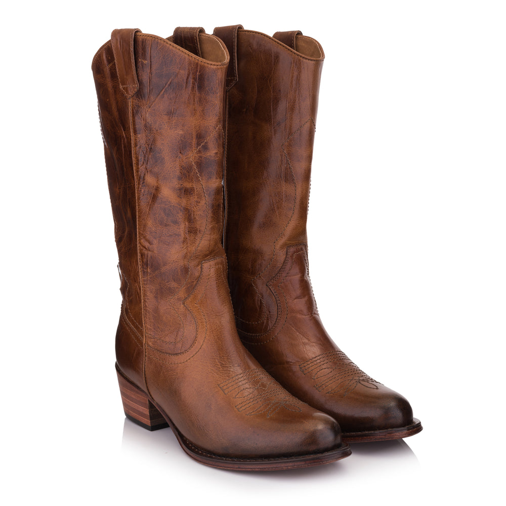 OMNIO Cizme Maro | Dulce No Padding Mid Boot Tan Leather Pull up - f