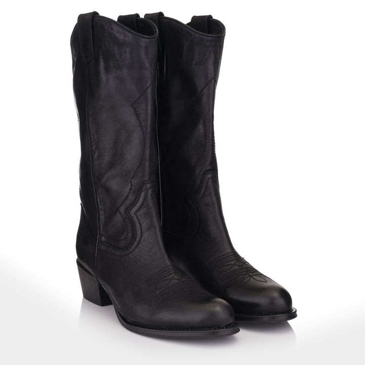 OMNIO Cizme Negre | Dulce No Padding Mid Boot Black Leather Nubuck - f