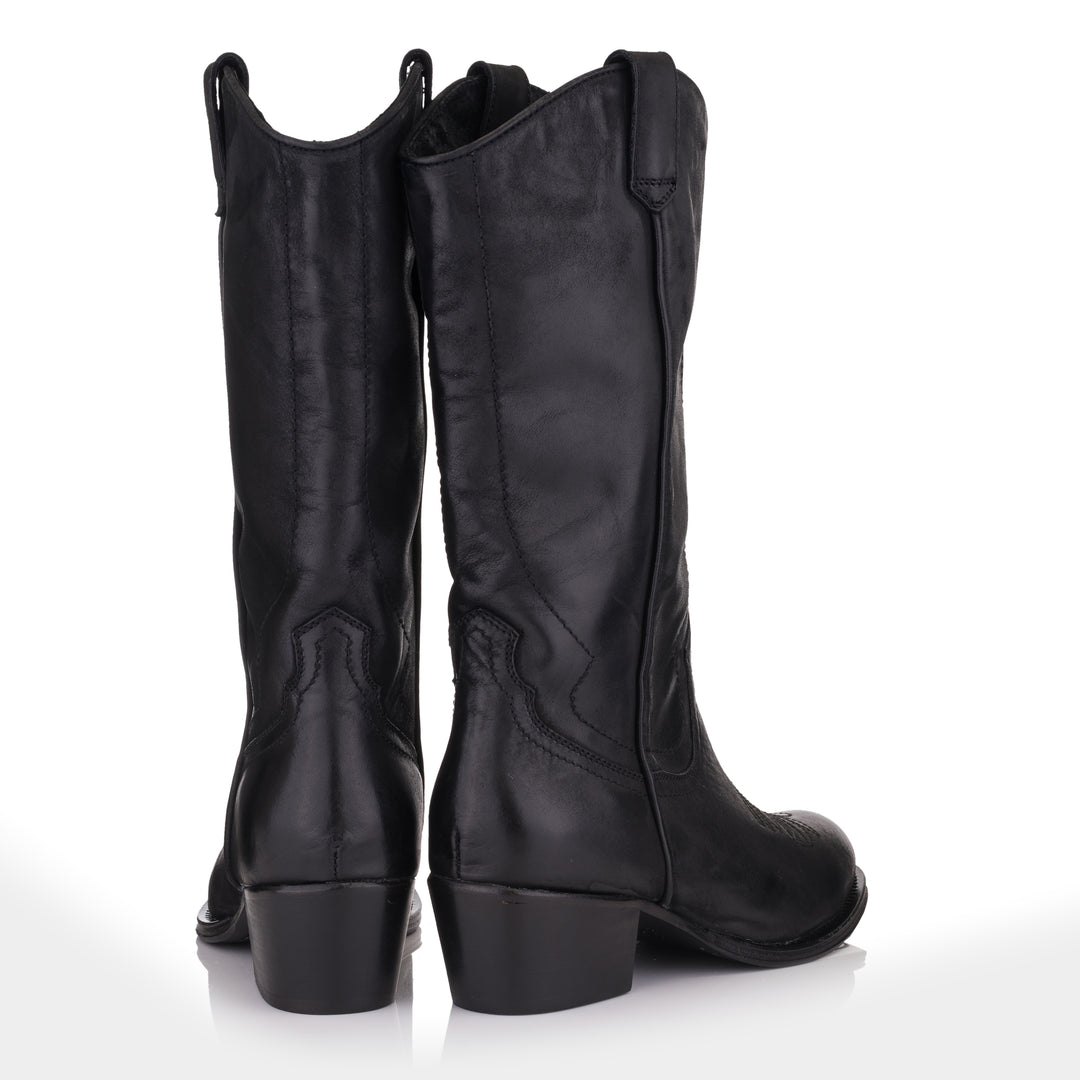 OMNIO Cizme Negre | Dulce No Padding Mid Boot Black Leather Nubuck - b