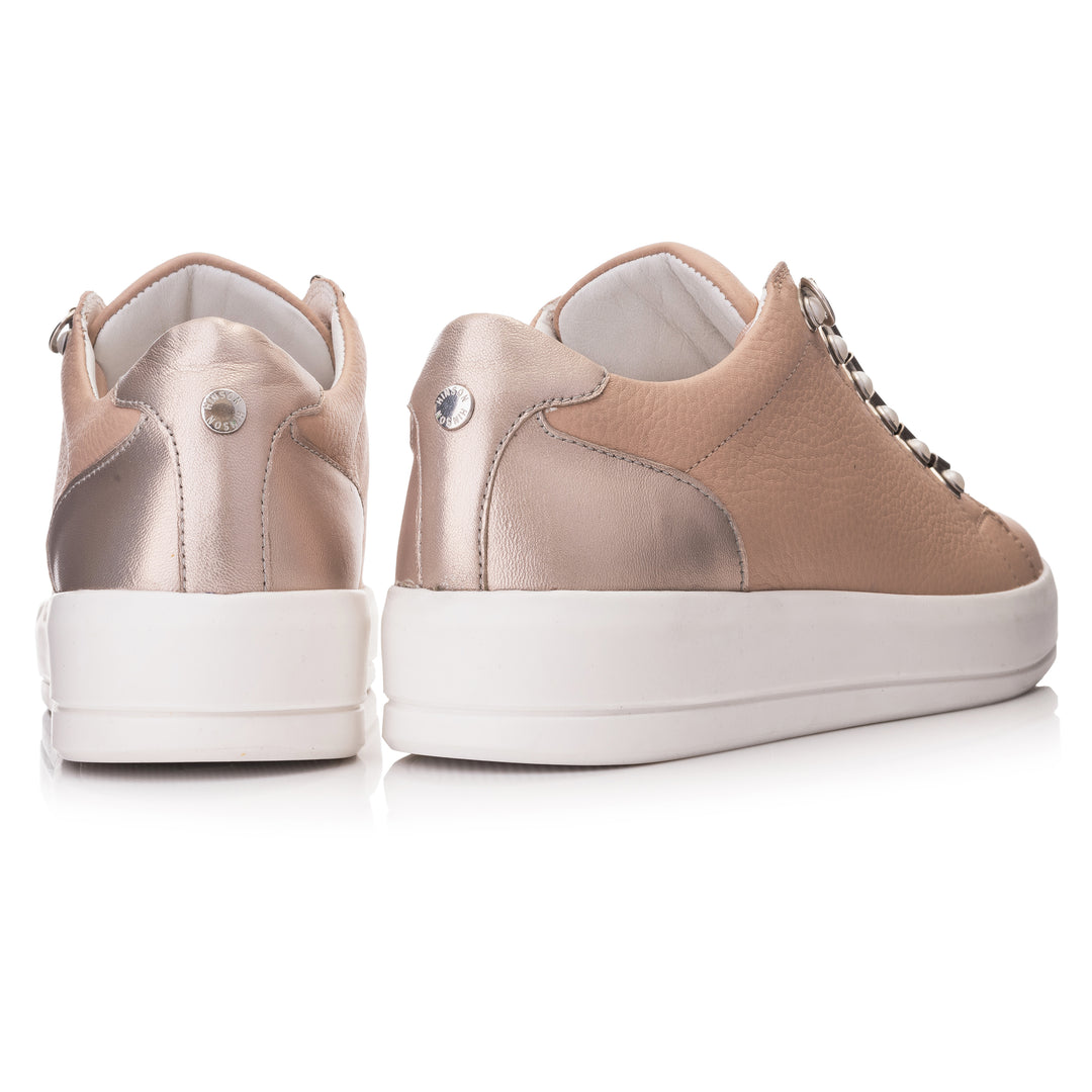 HINSON Sneaker Roz | Jenner Low Pearls Lt.Pink - Leather Plain - b