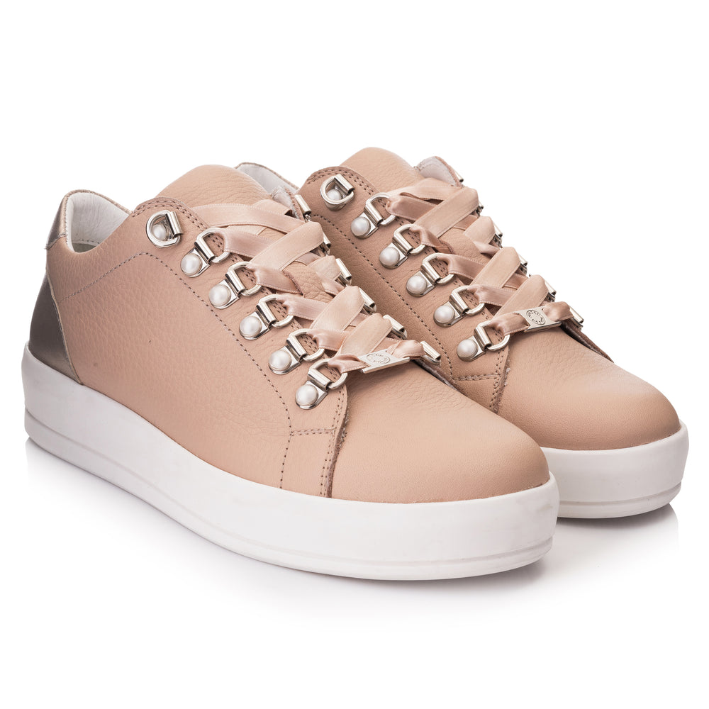 HINSON Sneaker Roz | Jenner Low Pearls Lt.Pink - Leather Plain - f