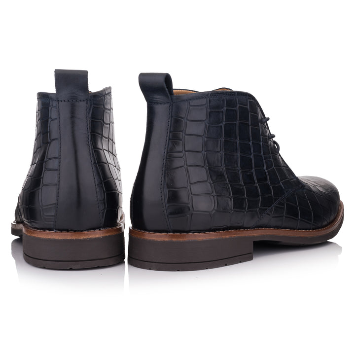 OMNIO Ghete Bleumarin | Batavia Chukka 2 Coda Blue Embossed Leather-B
