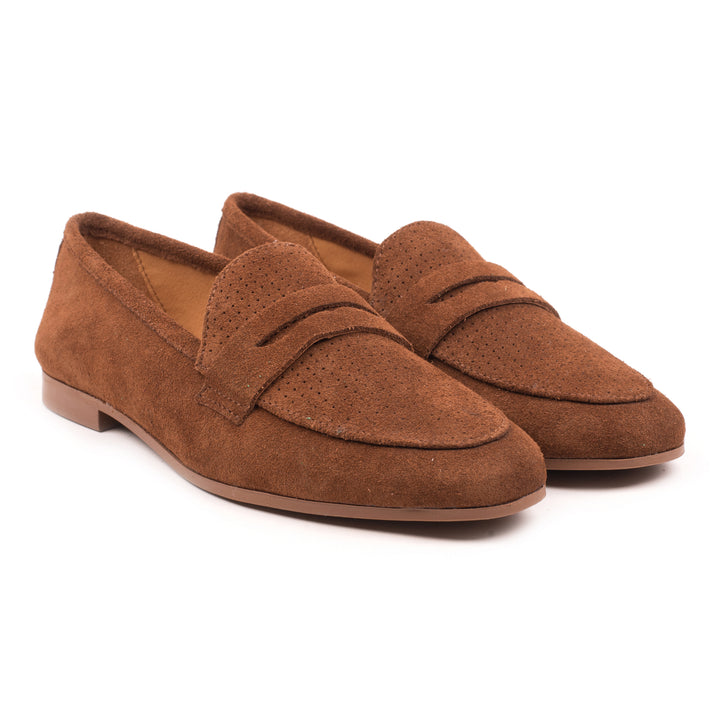 AMPARO LOAFER Brown Suede Perforated