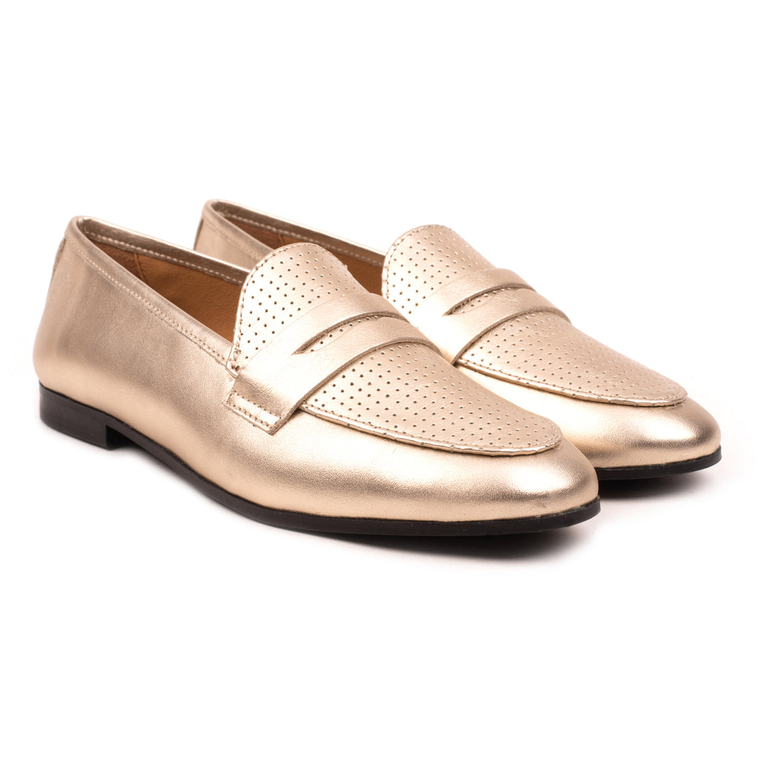 AMPARO LOAFER Gold Leather Perforated