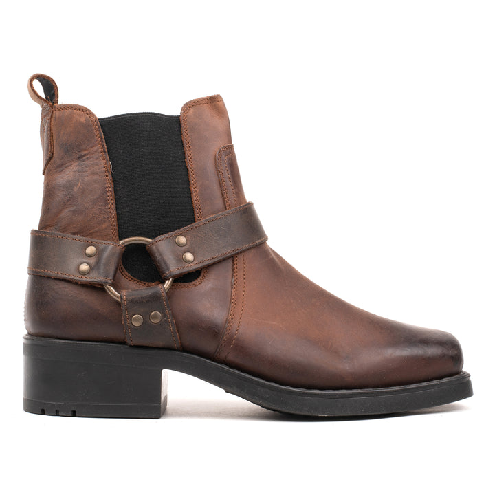 HARLEY BOOTS Brown Leather Waxy