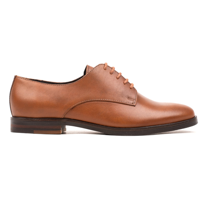 LIDIA SHOE Cognac Leather Plain