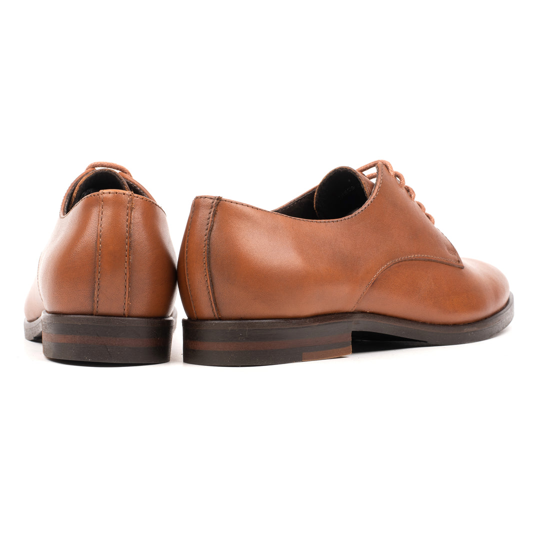 LIDIA SHOE Cognac Leather Plain