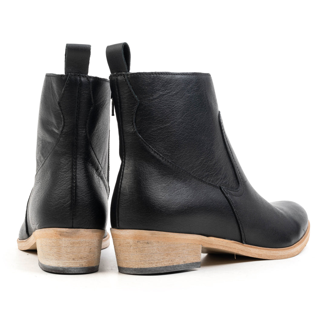 RICCIA ANKLE BOOT Black Leather