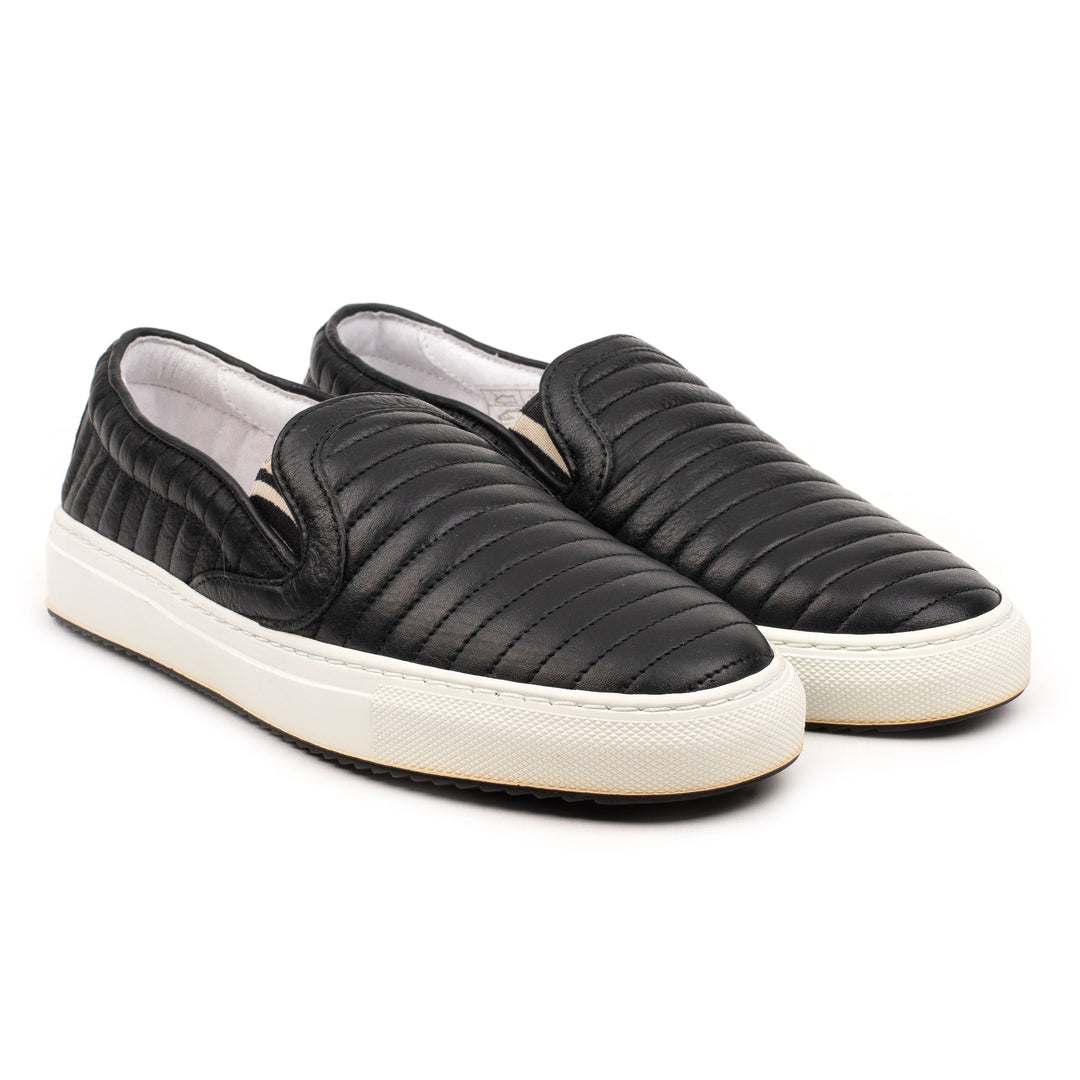 PARIS SLIP ON QUILTED Black Leather