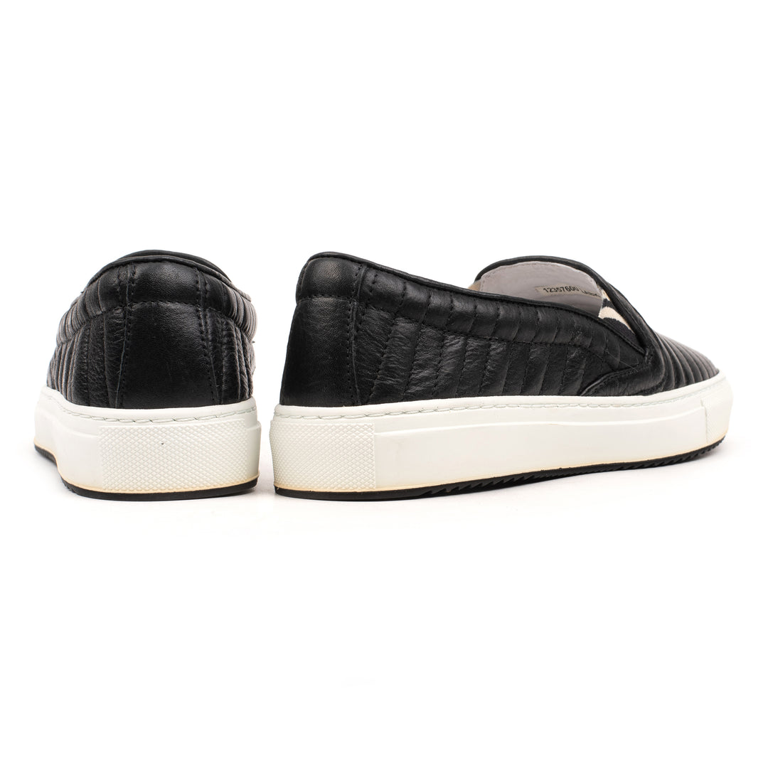 PARIS SLIP ON QUILTED Black Leather