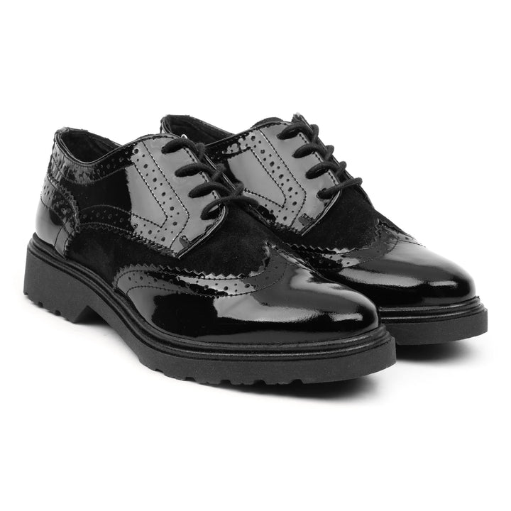 ANKARA BROQUE Black Leather Patent/Suede