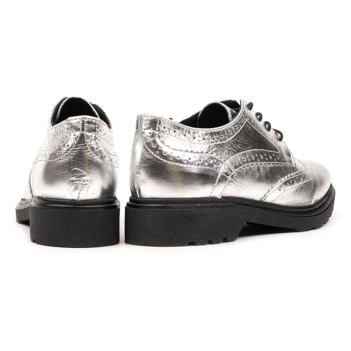 OMNIO Pantof Argintiu | Ankara Brogue Silver Leather-B