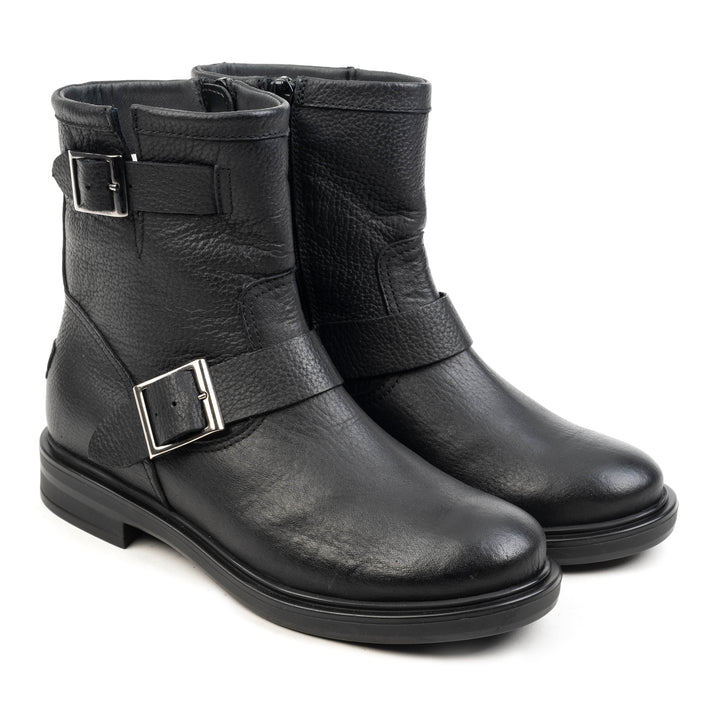 ZINA BIKER BOOT Black Leather Milled