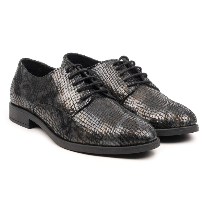 DAISA SHOE Grey leather cu imprimeu piton