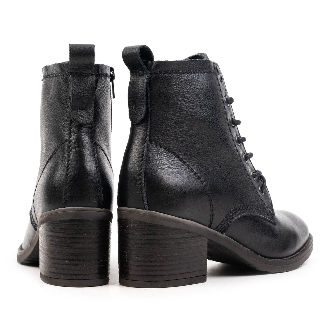 ANNIE ANKLE LACE BOOT Black Leather