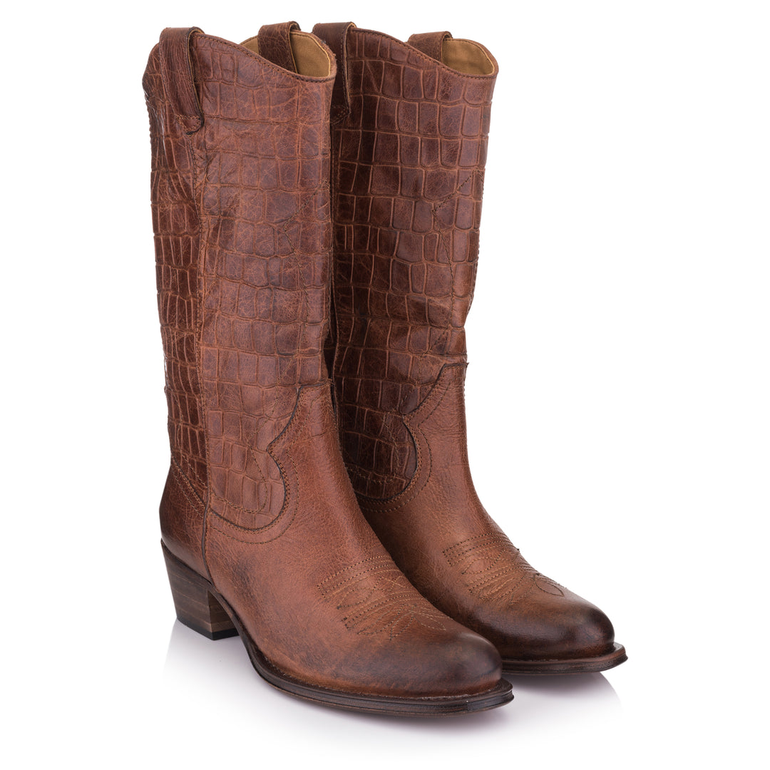 OMNIO Cizme Maro | Dulce Coda Boot Bruciatto Embossed Leather - f