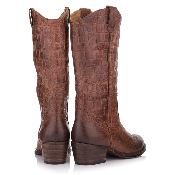 OMNIO Cizme Maro | Dulce Coda Boot Bruciatto Embossed Leather - b