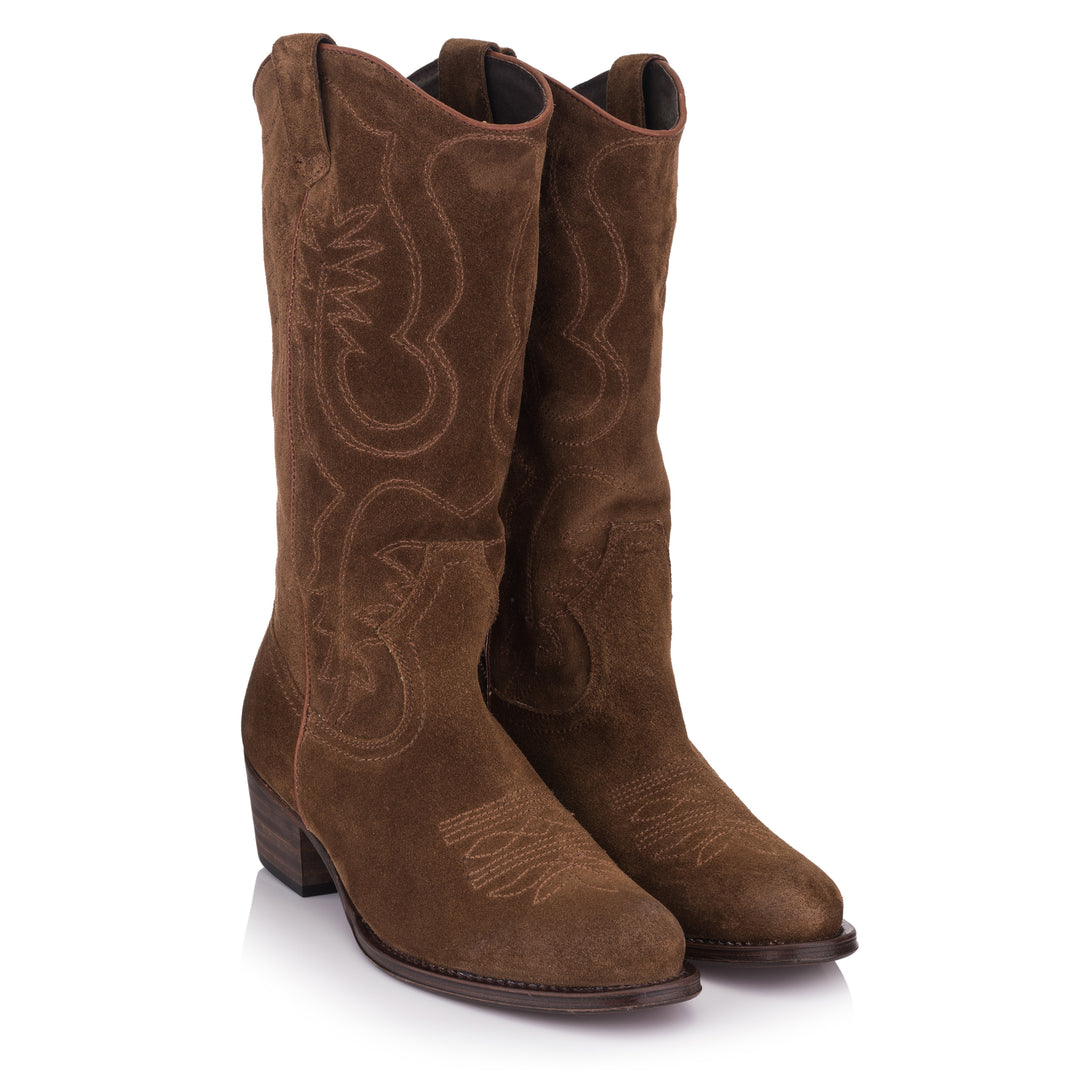 DULCE NO PADDING MID BOOT Brown Suede Leather