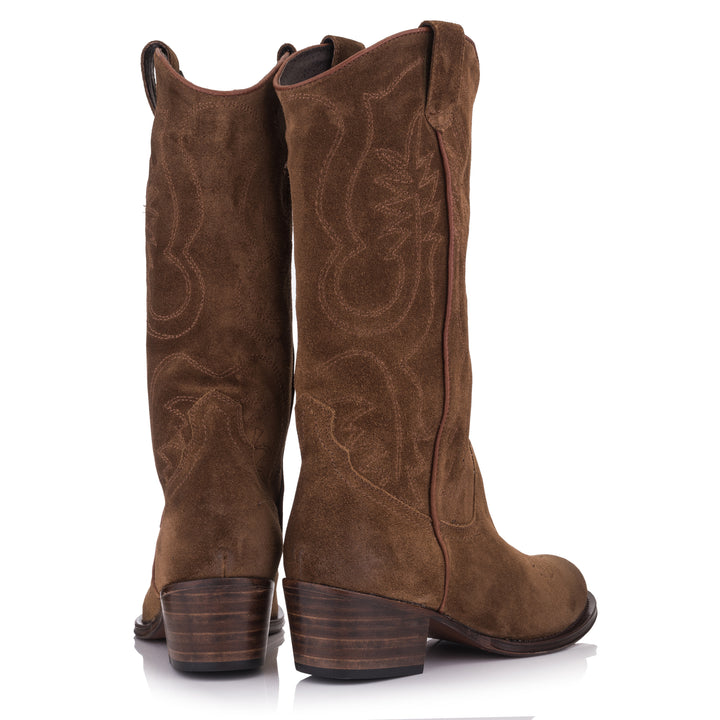 DULCE WESTERN PLAIN Brown Suede Leather