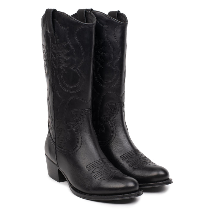 OMNIO Cizme Negre | Dulce Western Black Leather - f