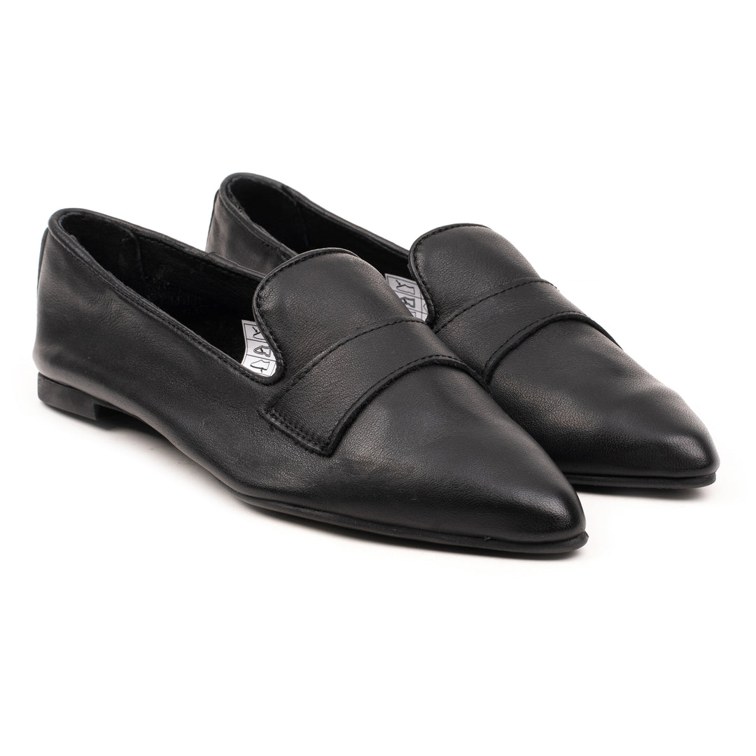 OMNIO Balerini Negri | Leona Loafer Strap Black Leather Milled - f