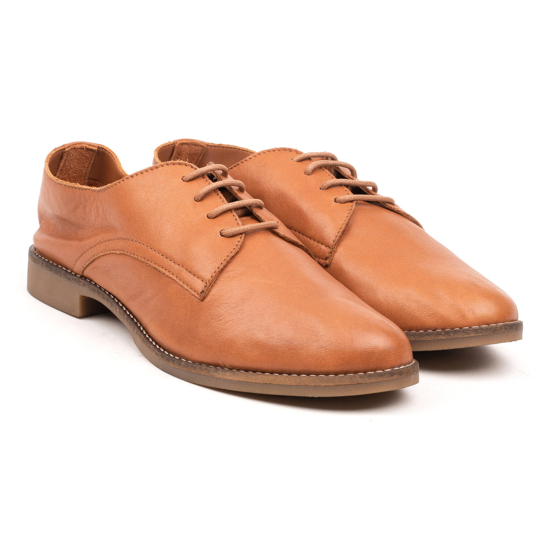 CODE SHOE Cognac Leather Milled