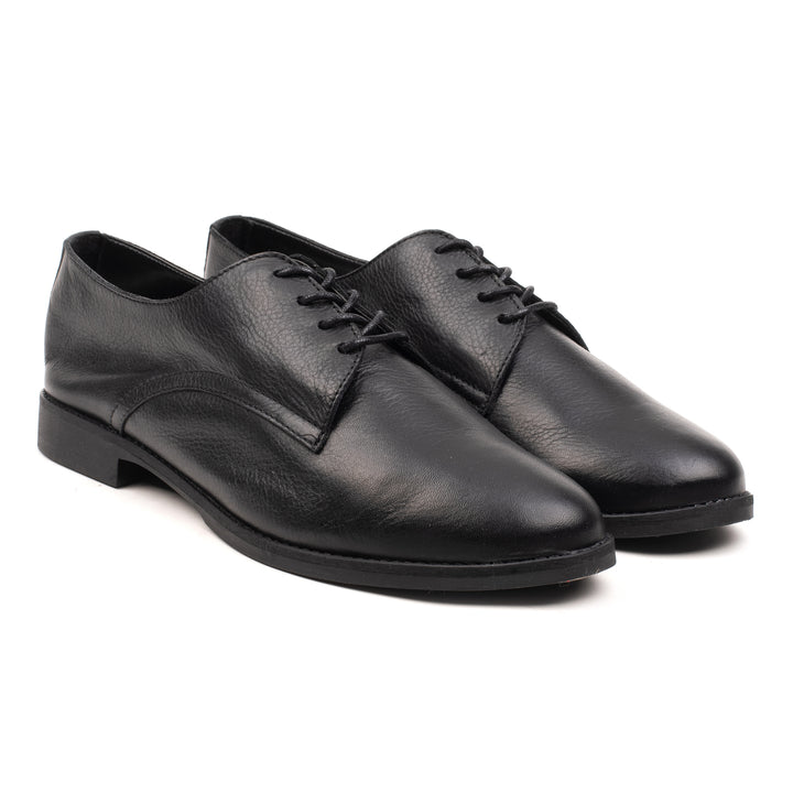 CODE SHOE Black Leather Milled