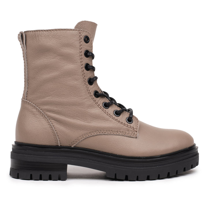 LEYTON ANKLE BOOT Taupe Leather Milled