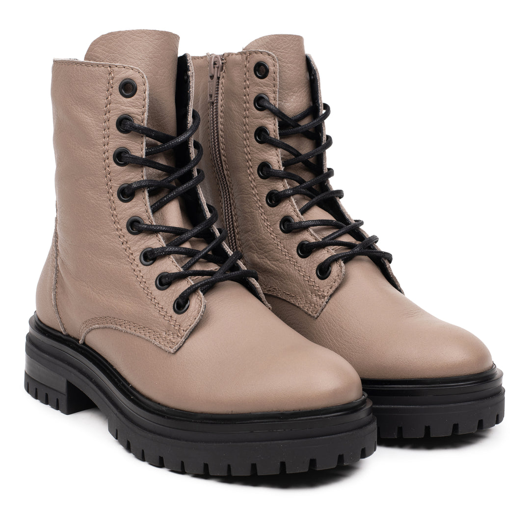 LEYTON ANKLE BOOT Taupe Leather Milled