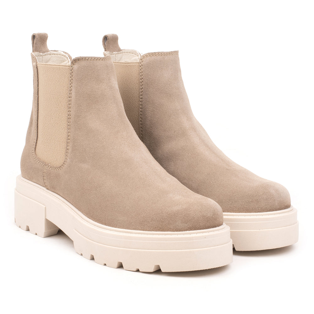 OMNIO Ghete Bej | Shari Short Chelsea Taupe Leather Suede - f