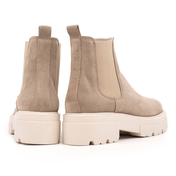 OMNIO Ghete Bej | Shari Short Chelsea Taupe Leather Suede - b
