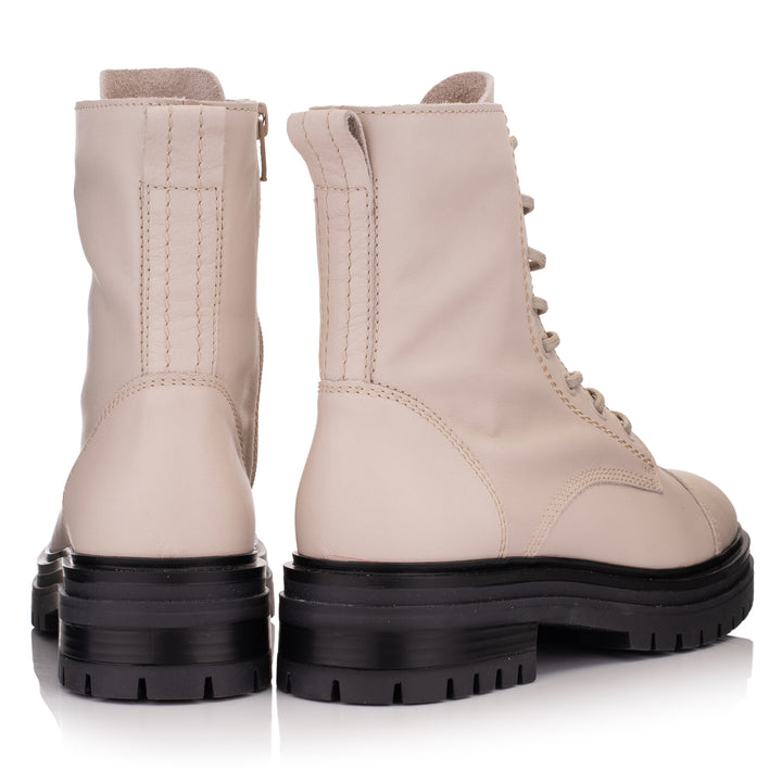 OMNIO Ghete Bej | Leyton Combat Mid Beige Leather Milled - b