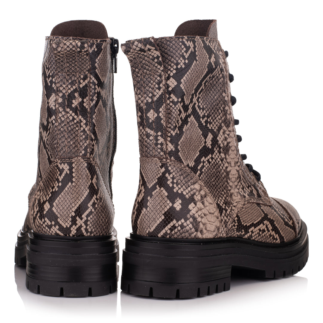 OMNIO Ghete Maro | Leyton Combat Mid Lt.Taupe Leather Snake - b
