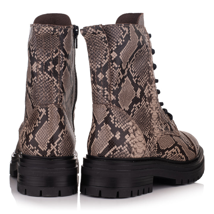 OMNIO Ghete Maro | Leyton Combat Mid Lt.Taupe Leather Snake - b