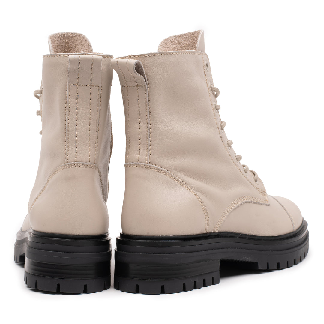 OMNIO Ghete Bej | Leyton Combat Mid Beige Leather Milled - b