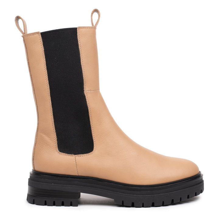 LEYTON HIGH CHELSEA Ecru Leather Milled