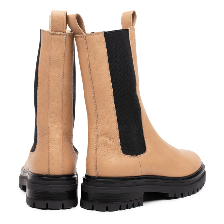 LEYTON HIGH CHELSEA Ecru Leather Milled