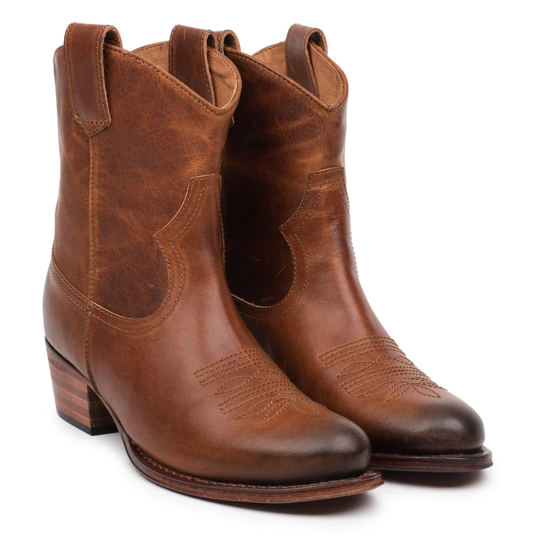 OMNIO Botine Maro | Dulce Western Short Cognac Leather Pull up - f