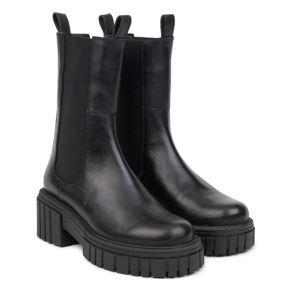 OMNIO Botine Negre | Elance High Chelsea Black Leather - f