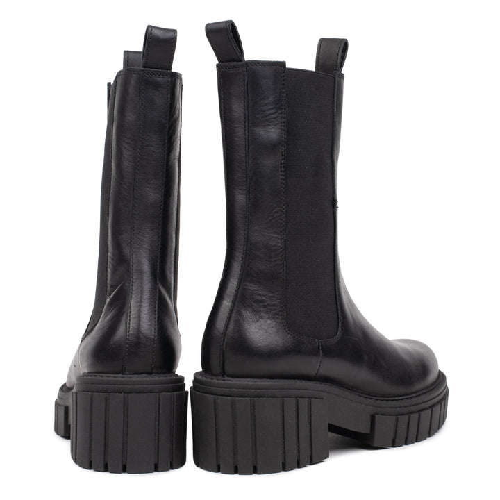 OMNIO Botine Negre | Elance High Chelsea Black Leather - b