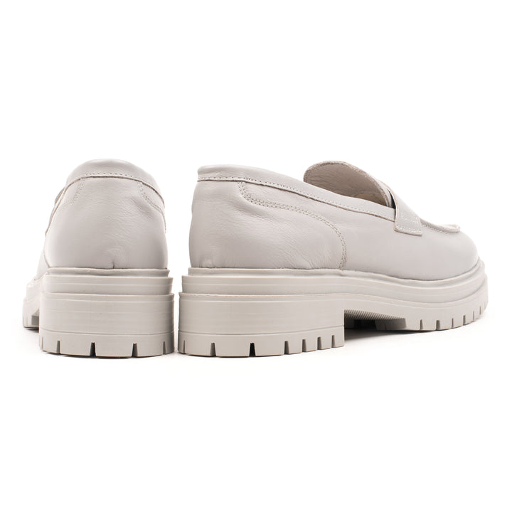LEYTON LOAFER SADDLE Lt Grey Leather Milled
