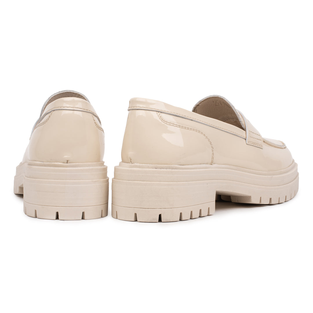 OMNIO Pantof Bej | Leyton Loafer Saddle Beige Leather Patent - b